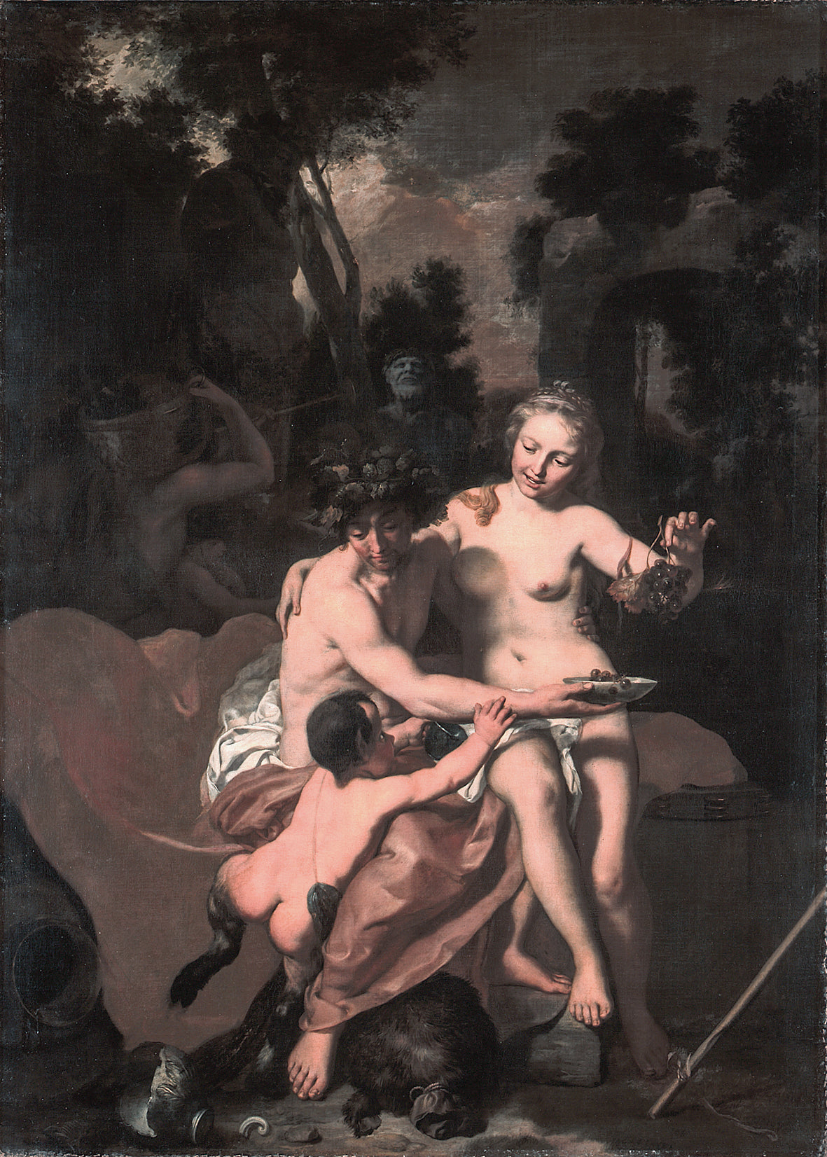 A Bacchant, a Meanad and a Little Faun, vintage artwork by Gerard de Lairesse, 12x8" (A4) Poster