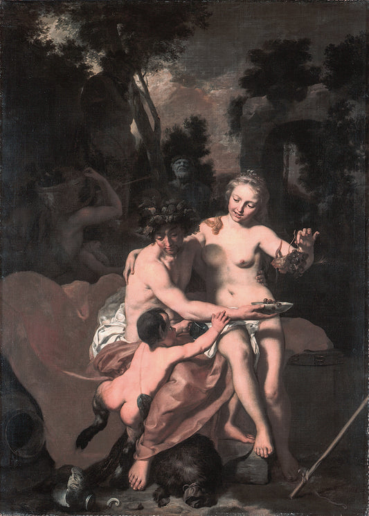 A Bacchant, a Meanad and a Little Faun, vintage artwork by Gerard de Lairesse, 12x8" (A4) Poster
