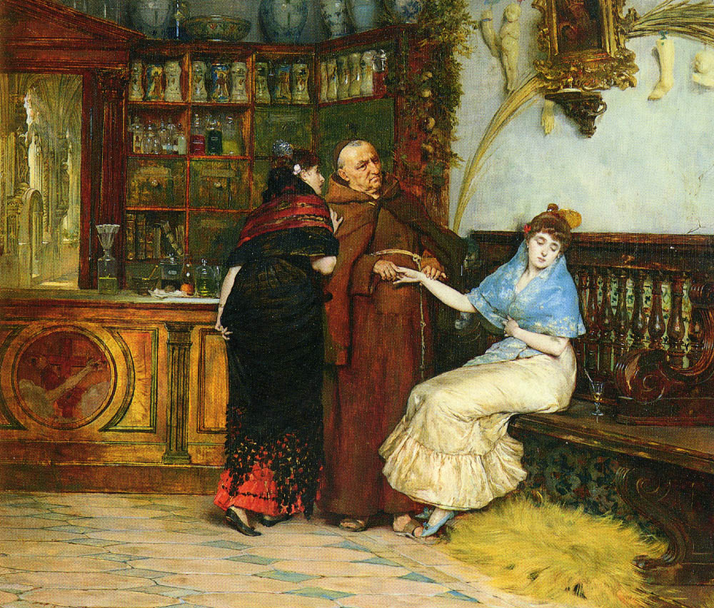 Lovesick, vintage artwork by Vicente Palmaroli y Gonzalez, 12x8" (A4) Poster