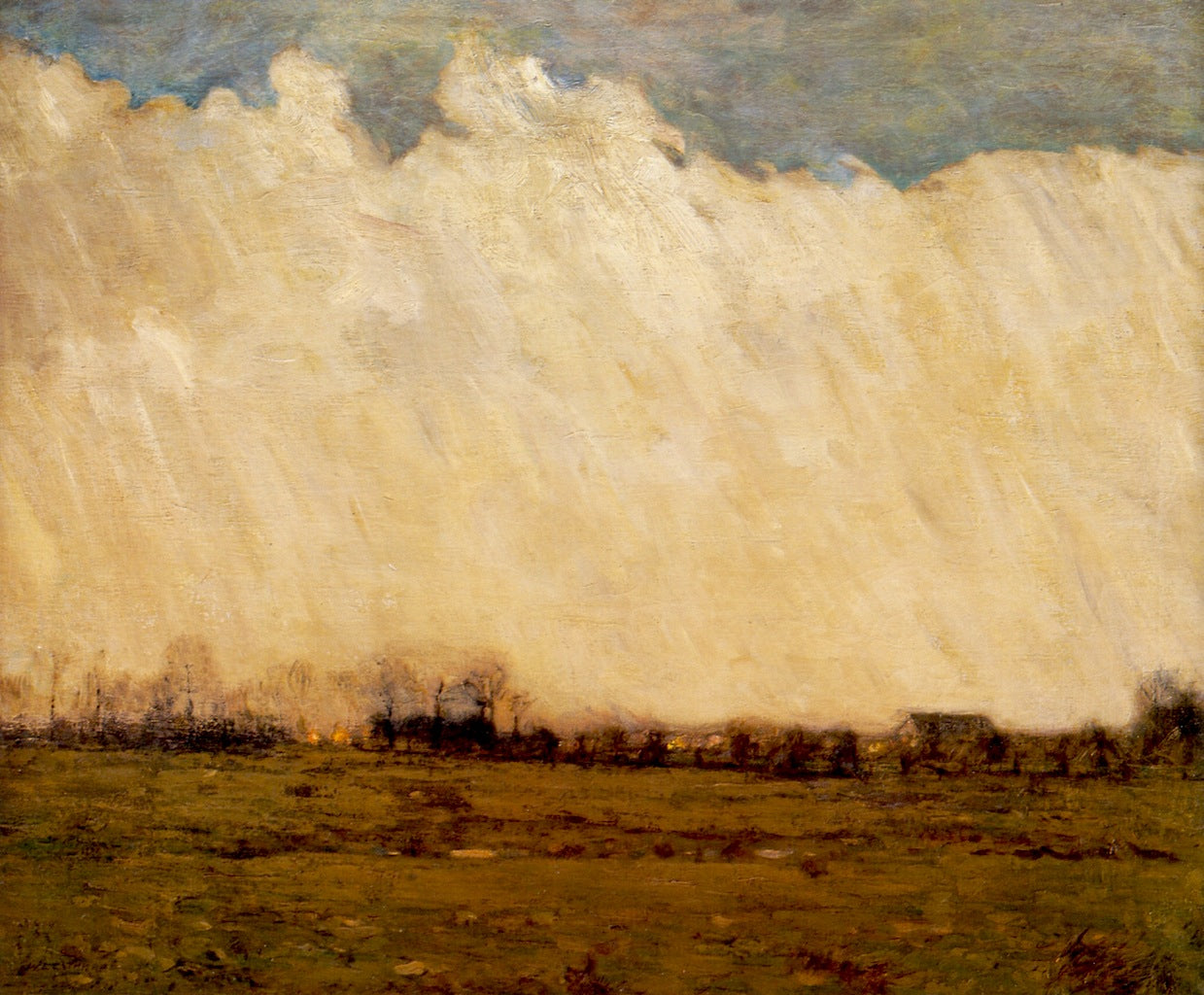 Burning Fields, Bucks County, vintage artwork by William Langson Lathrop, 12x8" (A4) Poster