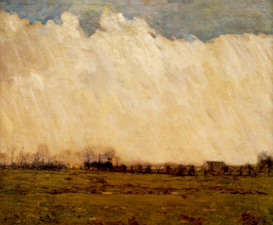 Burning Fields, Bucks County, vintage artwork by William Langson Lathrop, 12x8" (A4) Poster