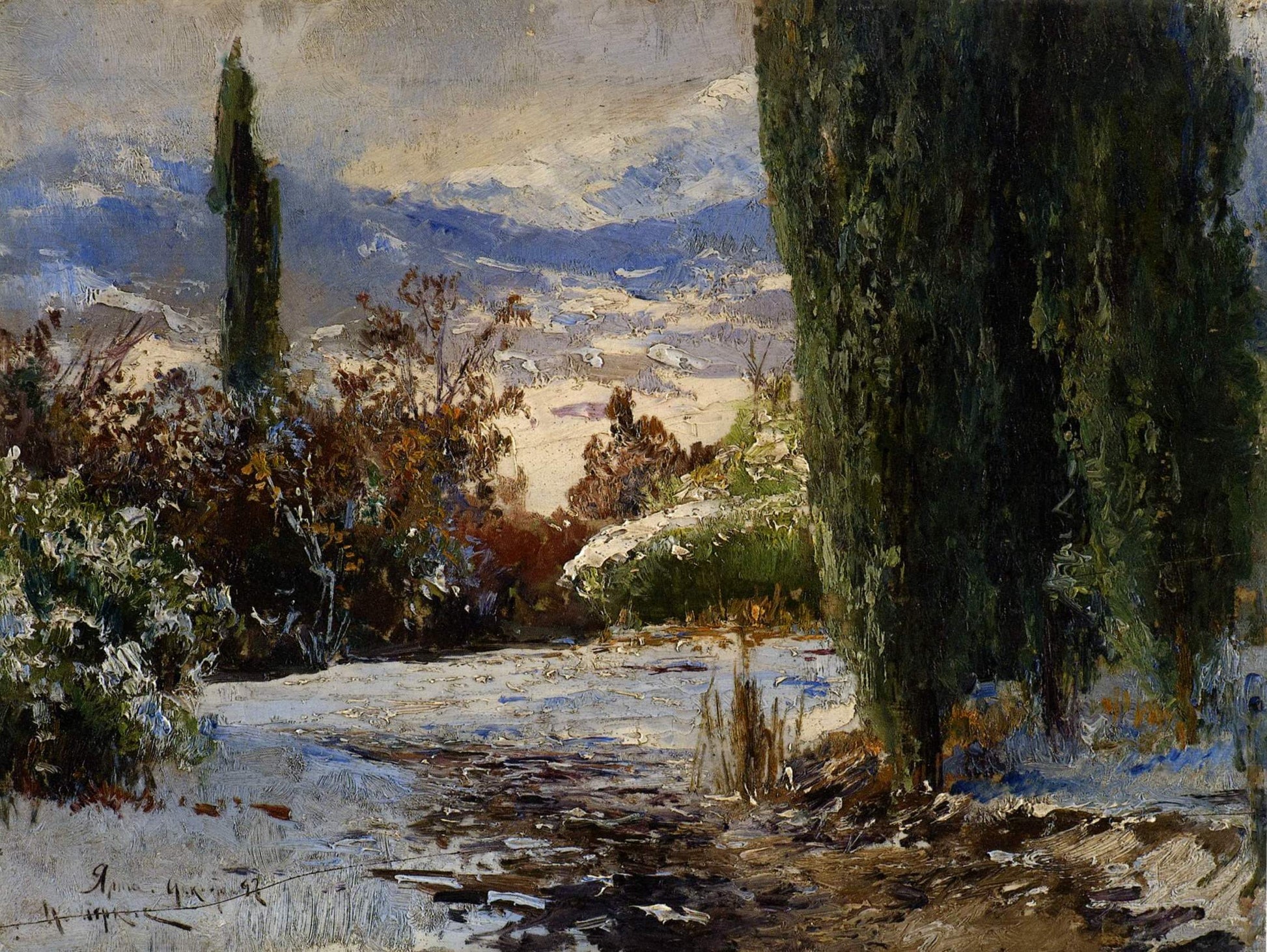 Yalta in Winter by Mikhail Berkos,A3(16x12")Poster