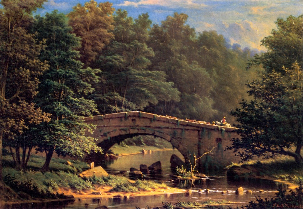 Crossing a Bridge, vintage artwork by Frederick Debourg Richards, A3 (16x12") Poster Print