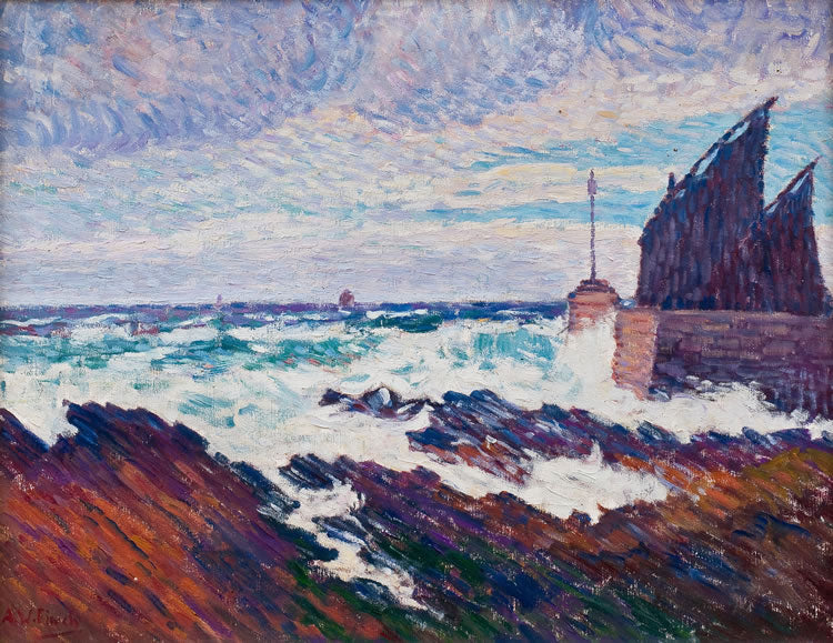 The Pier at Rosehearty by Alfred William Finch,A3(16x12")Poster