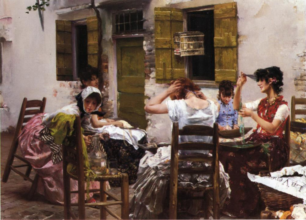 Venetian Bead Stringers, vintage artwork by Robert Frederick Blum, 12x8" (A4) Poster