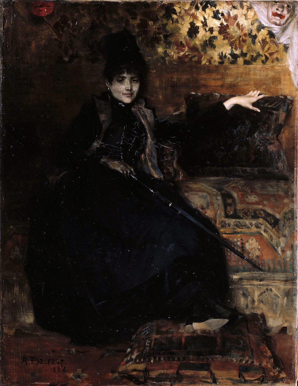 Lady in Black, Seated by Albert Edelfelt,A3(16x12")Poster