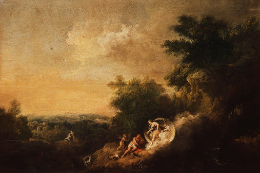 Landscape with Diana appearing to Endymion, vintage artwork by Francesco Zuccarelli, 12x8" (A4) Poster