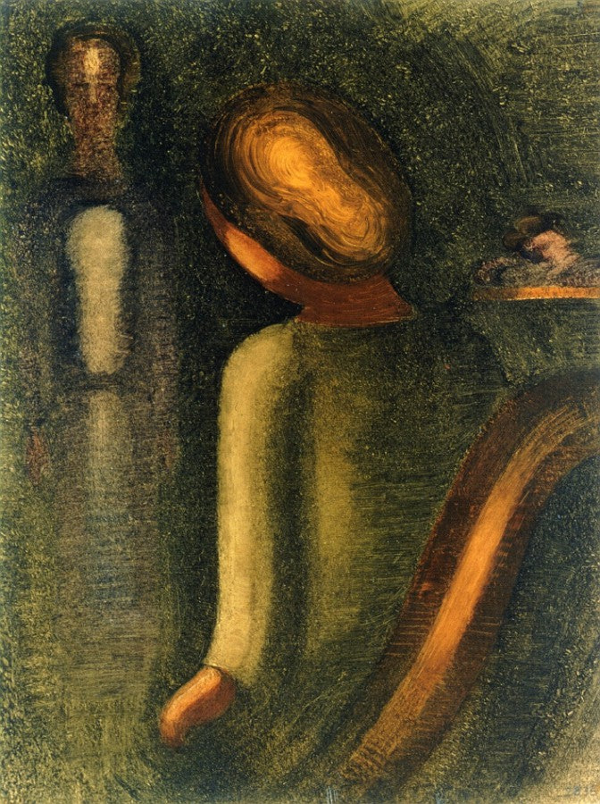 Seated Woman and Two Figures, vintage artwork by Oskar Schlemmer, 12x8" (A4) Poster