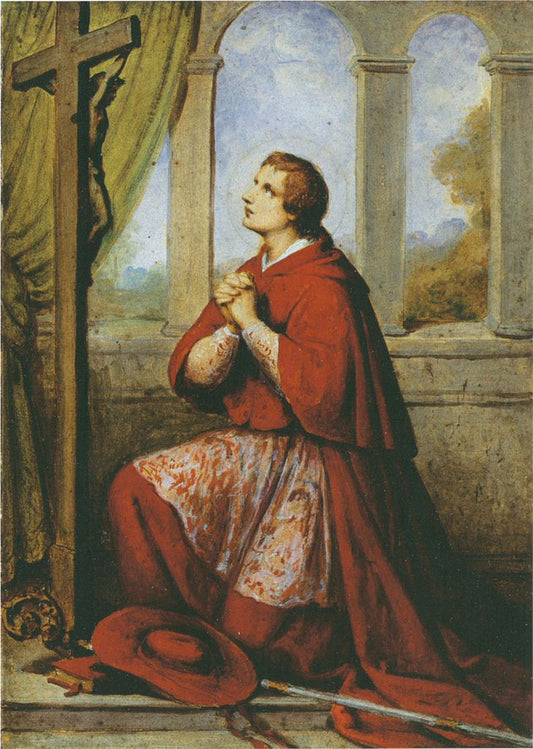 Saint Charles Borromäus, vintage artwork by Marie Ellenrieder, 12x8" (A4) Poster