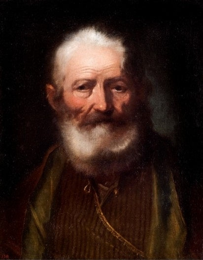 Old man in an eastern attire, vintage artwork by Bartolomeo Nazari, 12x8" (A4) Poster