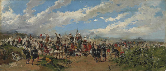 Battle of Guadalete, vintage artwork by Mariano Barbasan Lagueruela, 12x8" (A4) Poster