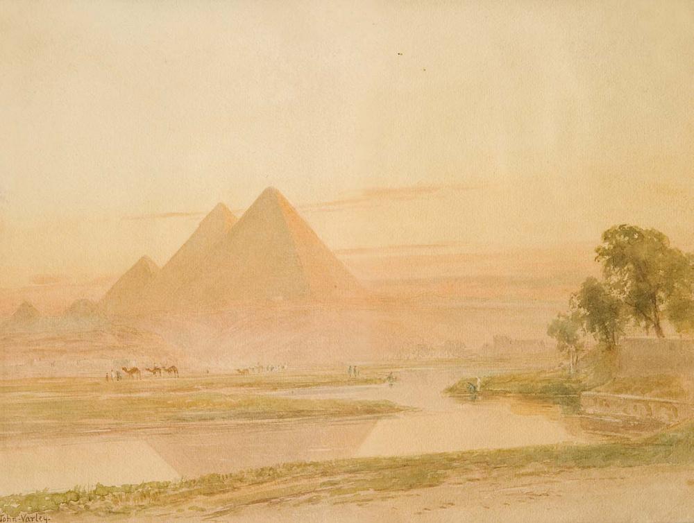 The Pyramids in Gizeh, vintage artwork by John Varley the Younger, 12x8" (A4) Poster