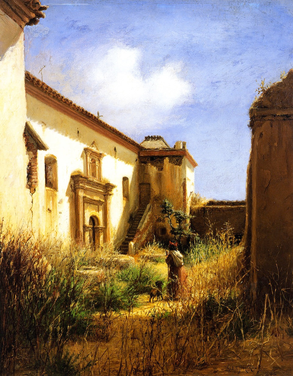 Garden of the Mission San Luis Rey, vintage artwork by Alexander Harmer, 12x8" (A4) Poster