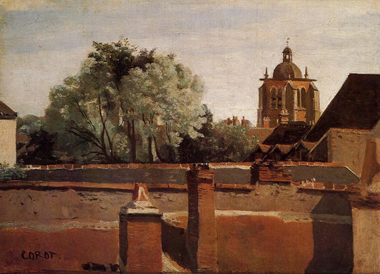 Bell Tower of the Church of Saint-Paterne at Orleans, vintage artwork by Jean-Baptiste-Camille Corot, A3 (16x12") Poster Print