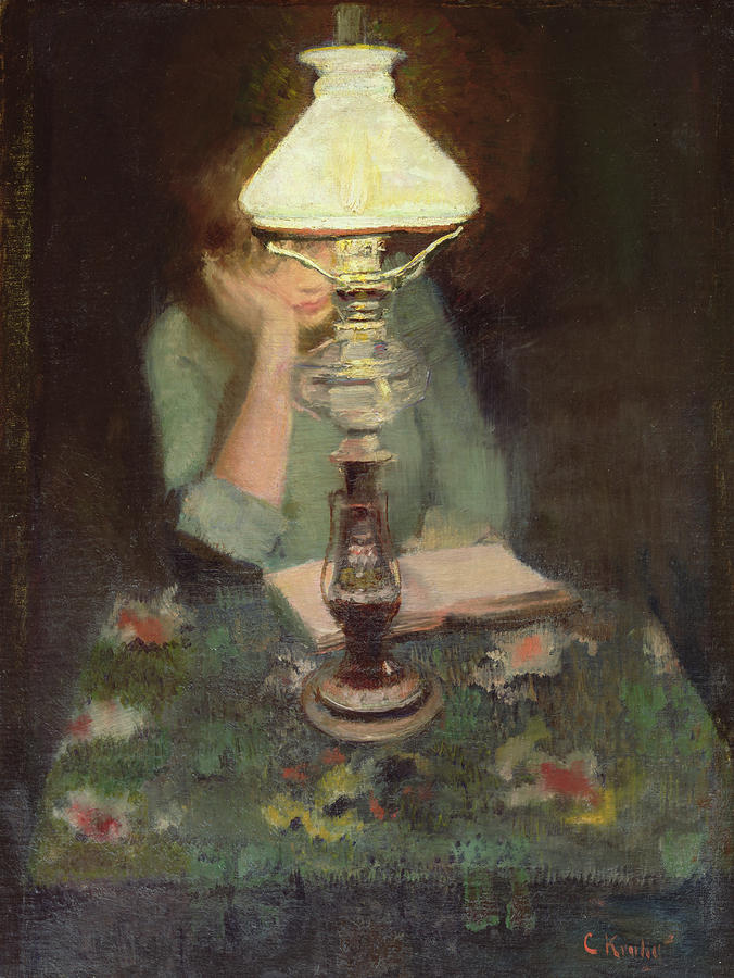 Oda with lamp by Christian Krohg,A3(16x12")Poster