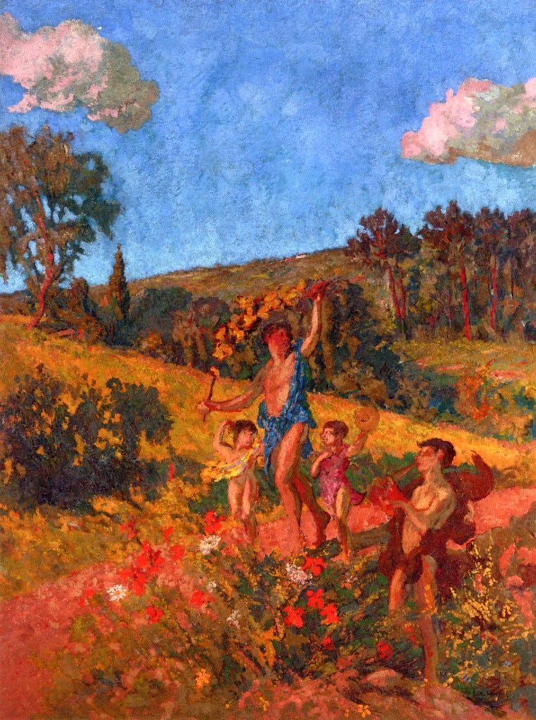 Nymph and Cupids, vintage artwork by Ker Xavier Roussel, 12x8" (A4) Poster