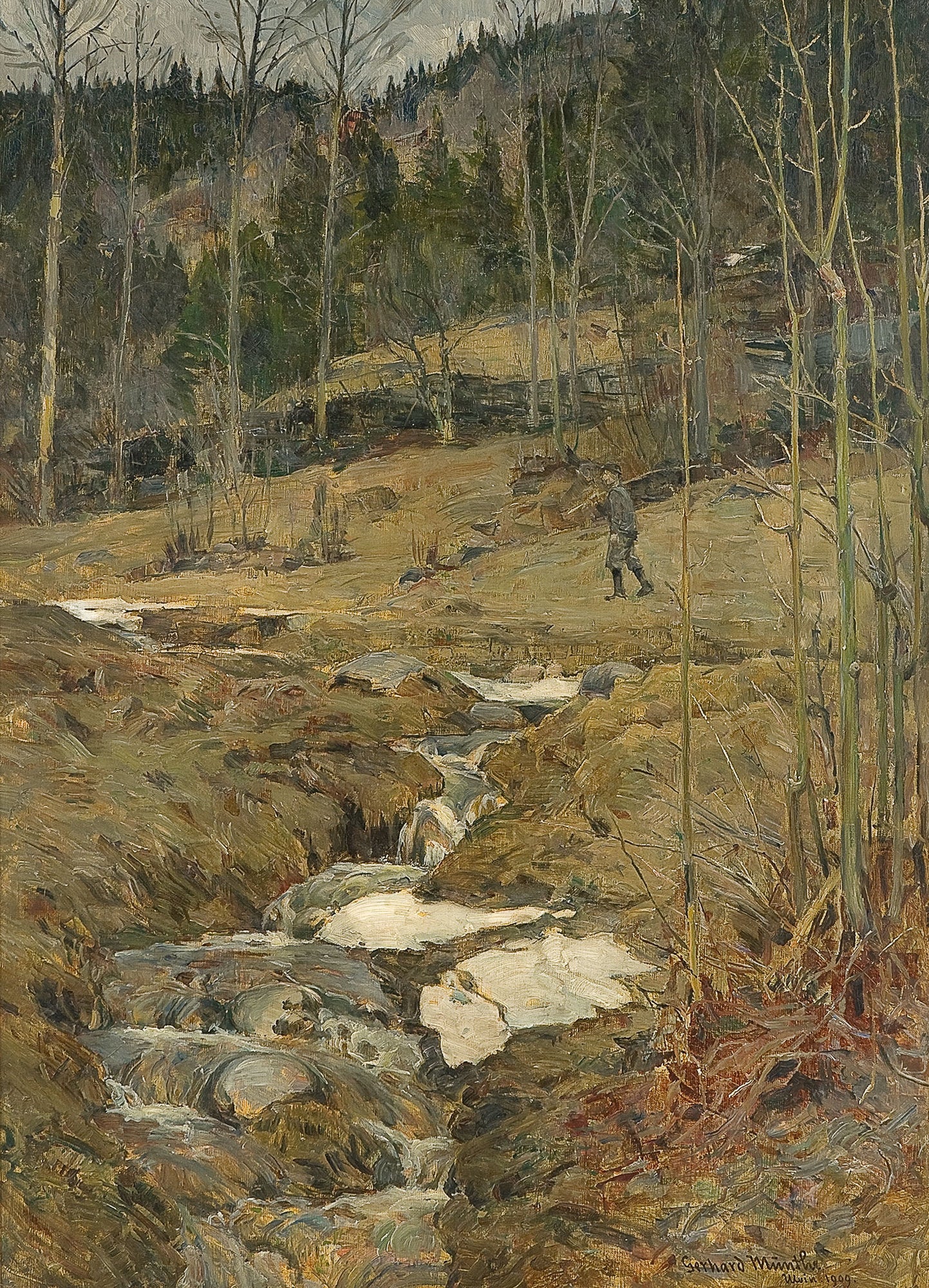 Spring in the Forest, vintage artwork by Gerhard Munthe, 12x8" (A4) Poster