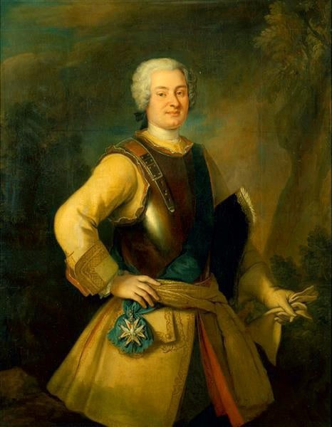 Count Friedrich August von Rutowski, vintage artwork by Louis de Silvestre, 12x8" (A4) Poster