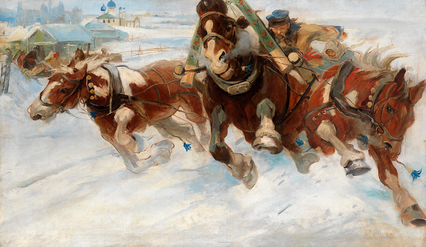 Racing Troika by Nikolai Samokish,A3(16x12")Poster