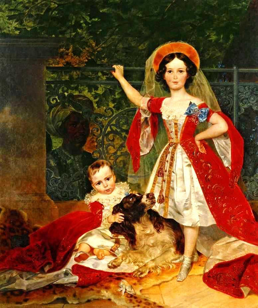 Portrait of Children of Volkonsky, vintage artwork by Karl Pavlovich Brulloff, A3 (16x12") Poster Print