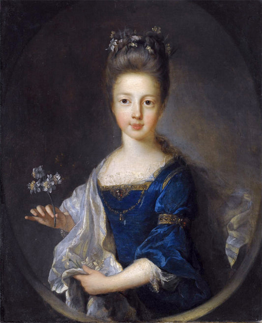 Portrait of Princess Louisa Maria Theresa Stuart, vintage artwork by Jean-François de Troy, 12x8" (A4) Poster
