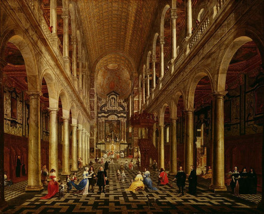Interior of the Jesuit Church in Antwerp, vintage artwork by Anton Günther Gheringh, 12x8" (A4) Poster