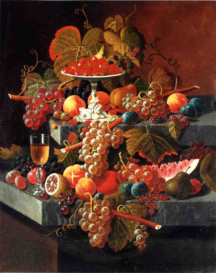 Fruit Composition with Tazza of Strawberries, vintage artwork by Severin Roesen, A3 (16x12") Poster Print