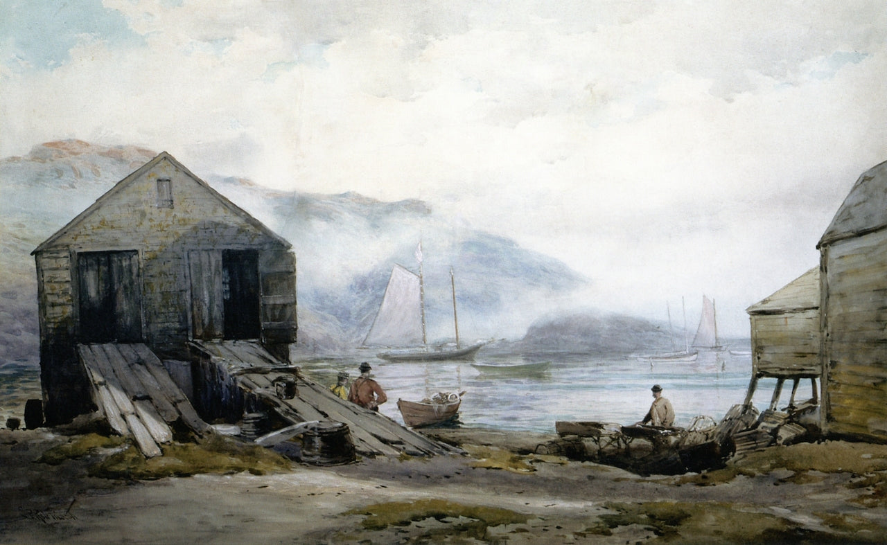 Manana Island - Monhegan: Sunrise, vintage artwork by Samuel P. R. Triscott, 12x8" (A4) Poster