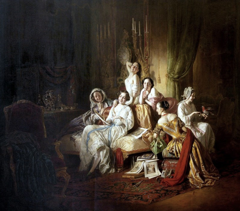 Girls after the Ball, vintage artwork by József Borsos, A3 (16x12") Poster Print