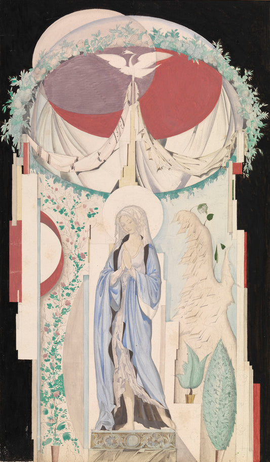 Design for a Niche with a Statue of the Virgin Mary, vintage artwork by Sergei Chekhonin, 12x8" (A4) Poster
