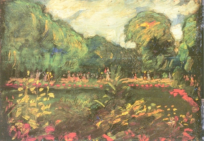 Main Entrance, Luxembourg Garden, Paris, vintage artwork by George Luks, 12x8" (A4) Poster