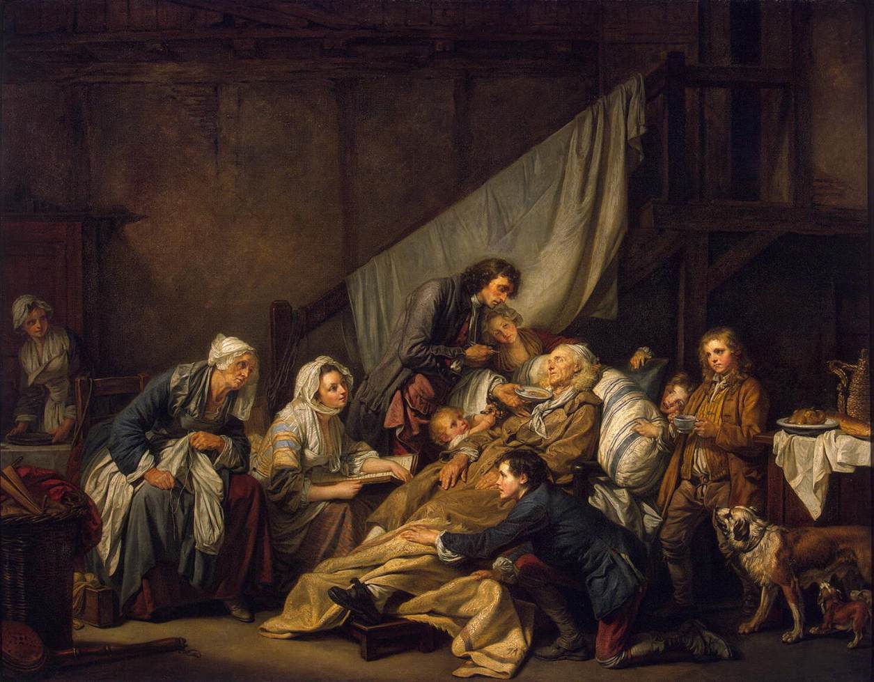 Le Fruit de la Bonne Éducation, vintage artwork by Jean-Baptiste Greuze, 12x8" (A4) Poster