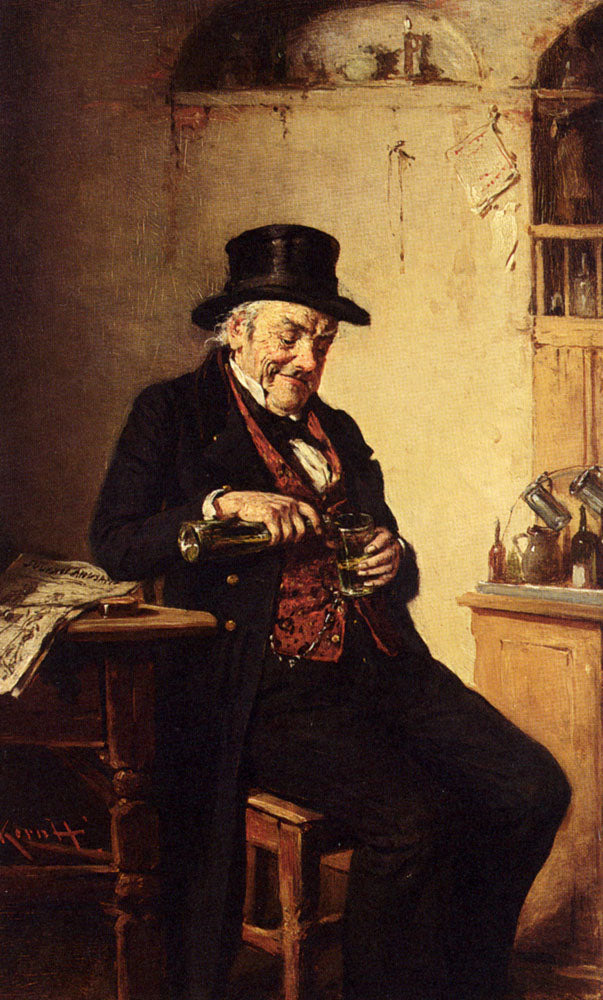The Thirsty Reader, vintage artwork by Hermann Kern, 12x8" (A4) Poster