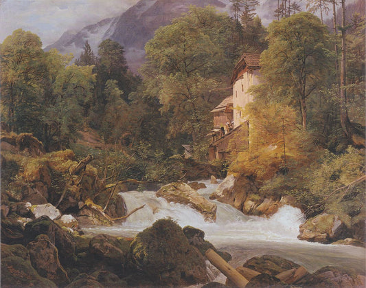 Mill at the Outlet of the Königssee, vintage artwork by Ferdinand Georg Waldmüller, A3 (16x12") Poster Print