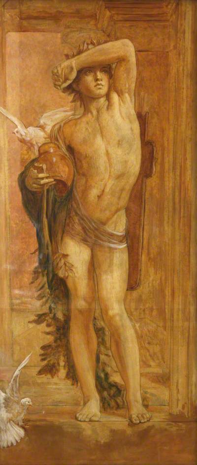 Boy Holding a Vase, vintage artwork by Sir Frederic Lord Leighton, 12x8" (A4) Poster