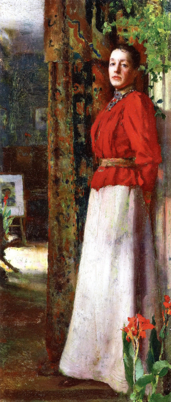 Portrait of the Artist's Wife Caroline, vintage artwork by William Blair Bruce, 12x8" (A4) Poster