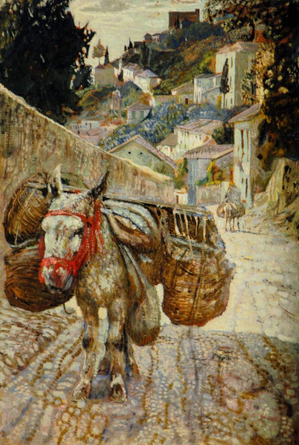 Donkey, Grenada, vintage artwork by Isaak Brodsky, 12x8" (A4) Poster
