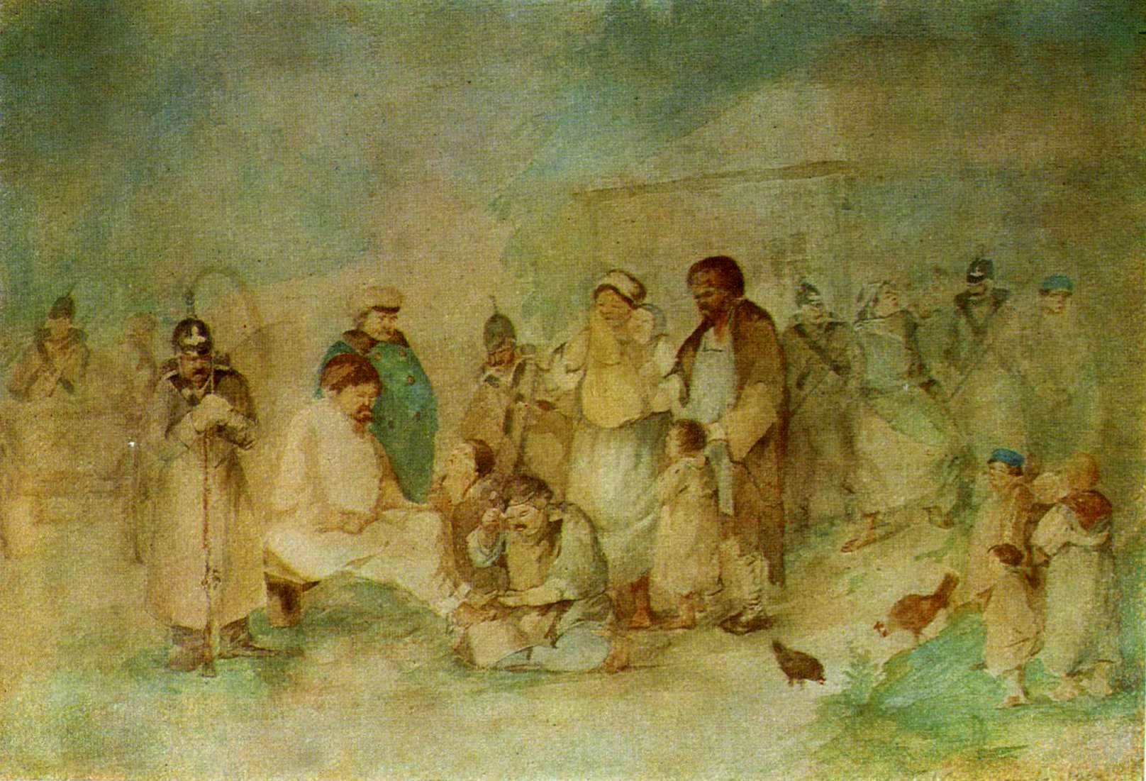 Chaining the Slave, vintage artwork by Leonid Solomatkin, 12x8" (A4) Poster