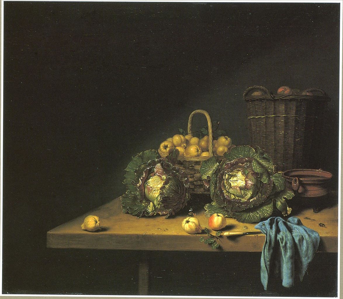 Still life with fruit and vegetables, vintage artwork by Hubert van Ravesteyn, 12x8" (A4) Poster