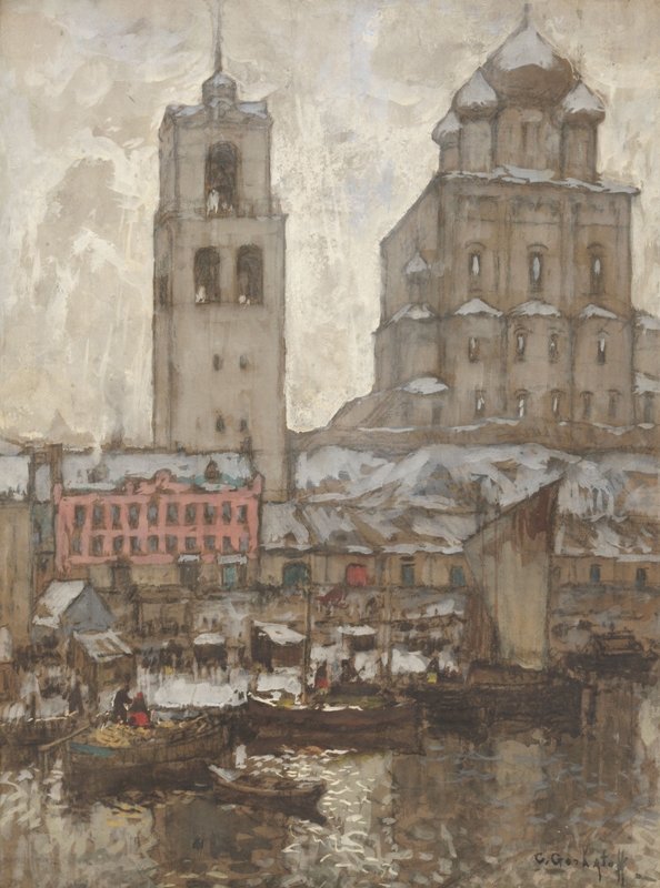 Fish Market in Pskov by Konstantin Gorbatov,16x12(A3) Poster