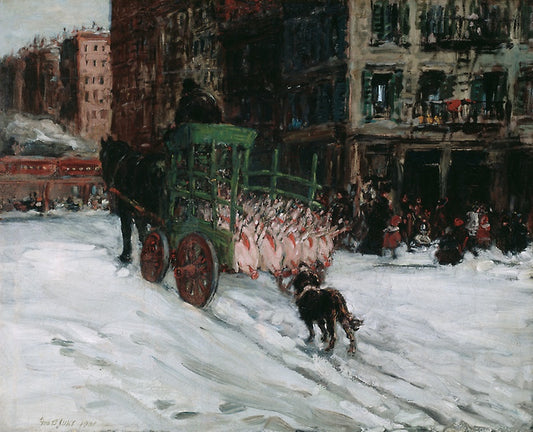 The Butcher Cart, vintage artwork by George Luks, 12x8" (A4) Poster