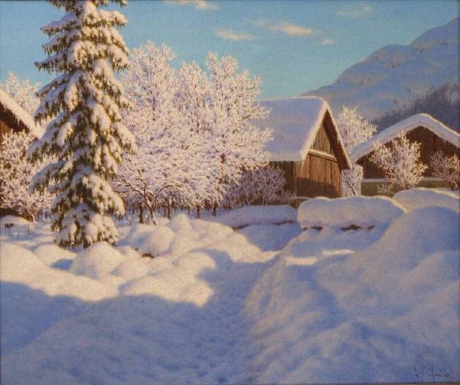 Janvier Chamonix, Haute Savoie, vintage artwork by Ivan Fedorovich Choultse, 12x8" (A4) Poster