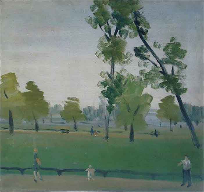 Scene in the Park, vintage artwork by Vladimir Grinberg, 12x8" (A4) Poster