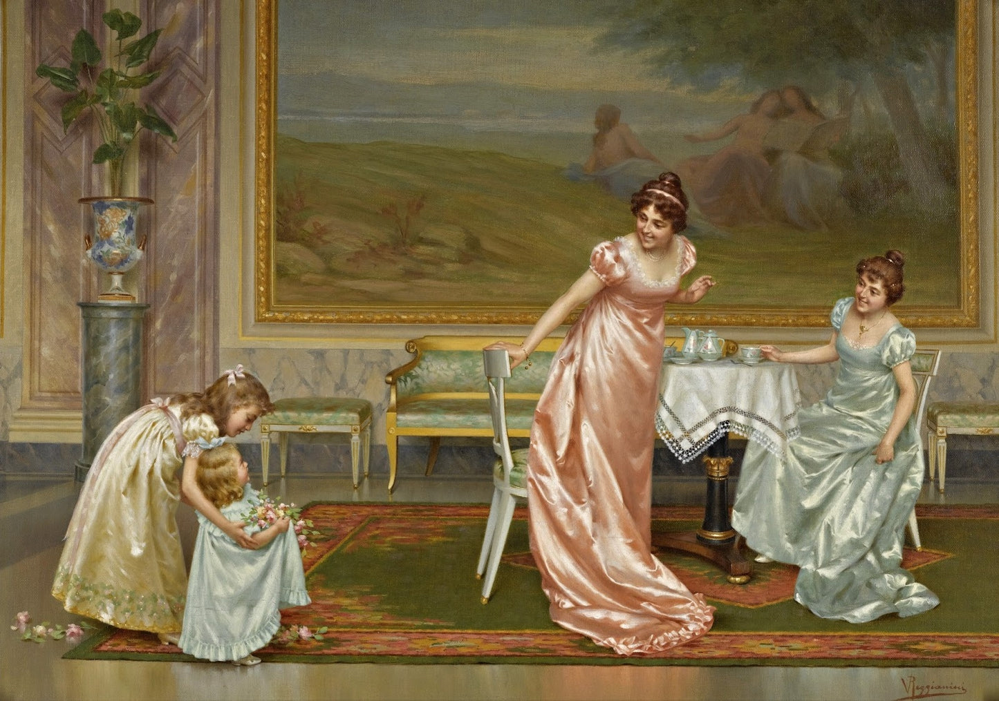 The Tea Party by Vittorio Reggianini,A3(16x12")Poster