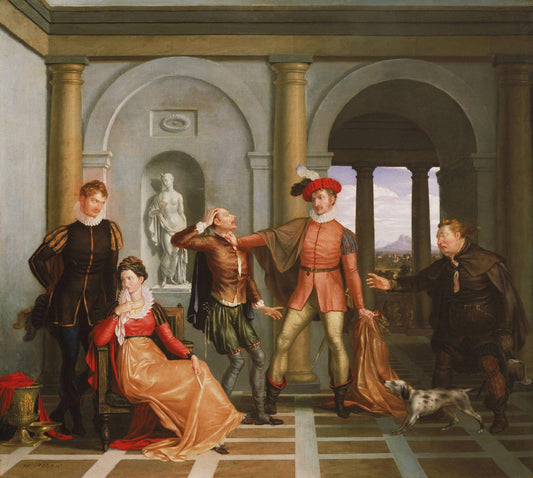Scene from Shakespeare's "The Taming of the Shrew" (Katharina and Petruchio), vintage artwork by Washington Allston, 12x8" (A4) Poster