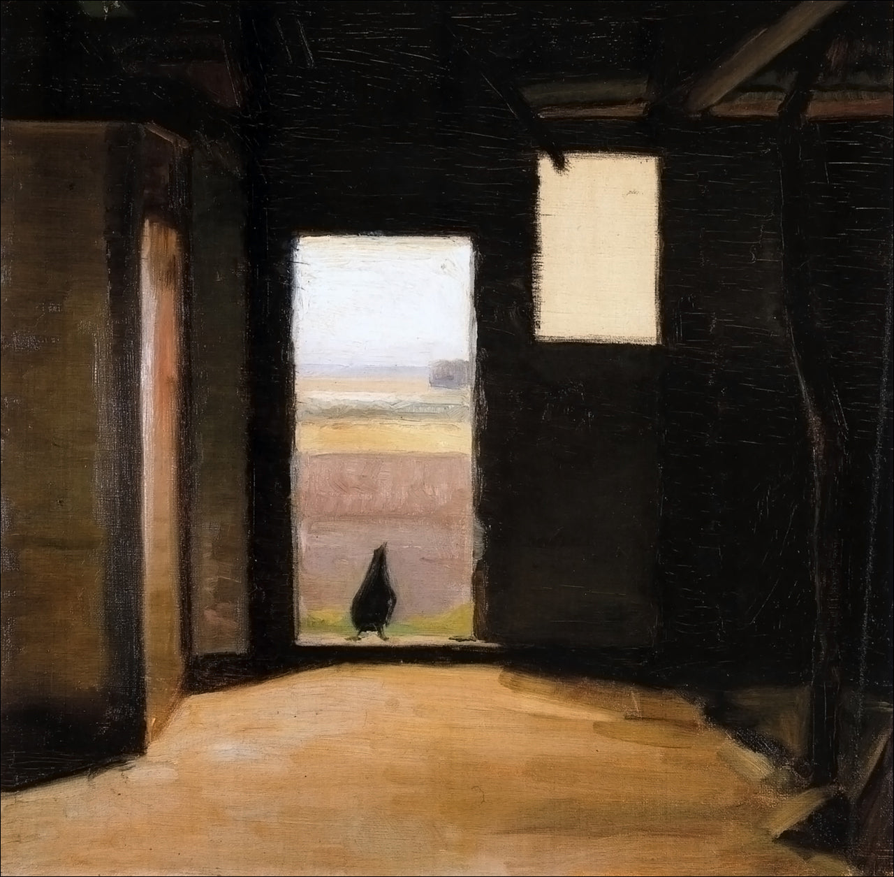 Hen in Stable Door, vintage artwork by Marie Triepcke Kroyer, 12x8" (A4) Poster