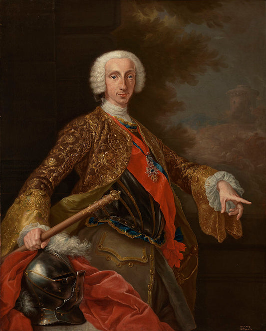 Portrait of Carlo VII of Naples, later Charles III of Spain, vintage artwork by Giuseppe Bonito, 12x8" (A4) Poster