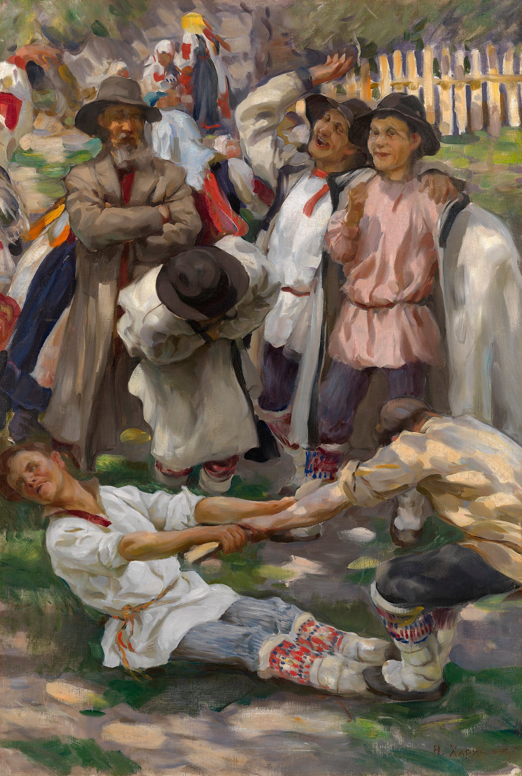 Village Fête, vintage artwork by Nikolai Kharitonov, 12x8" (A4) Poster