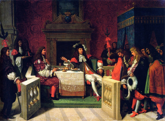 Molière Dining with Louis XIV, vintage artwork by Jean-Auguste-Dominique Ingres, 12x8" (A4) Poster