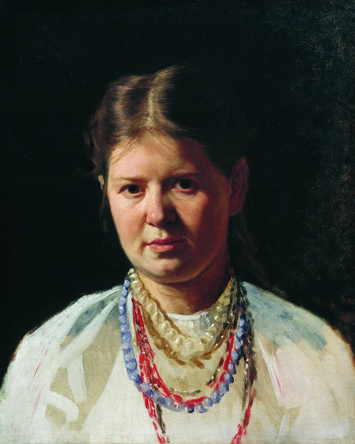 Portrait of a Ukrainian Woman, vintage artwork by Nikolai Aleksandrovich Yaroshenko, 12x8" (A4) Poster